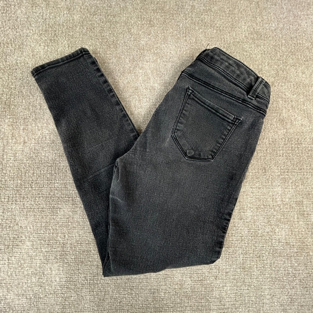 D Jeans Womens 6 Petite Charcoal Gray Cotton Stretch Mid Rise‎ Travel Skinny Leg